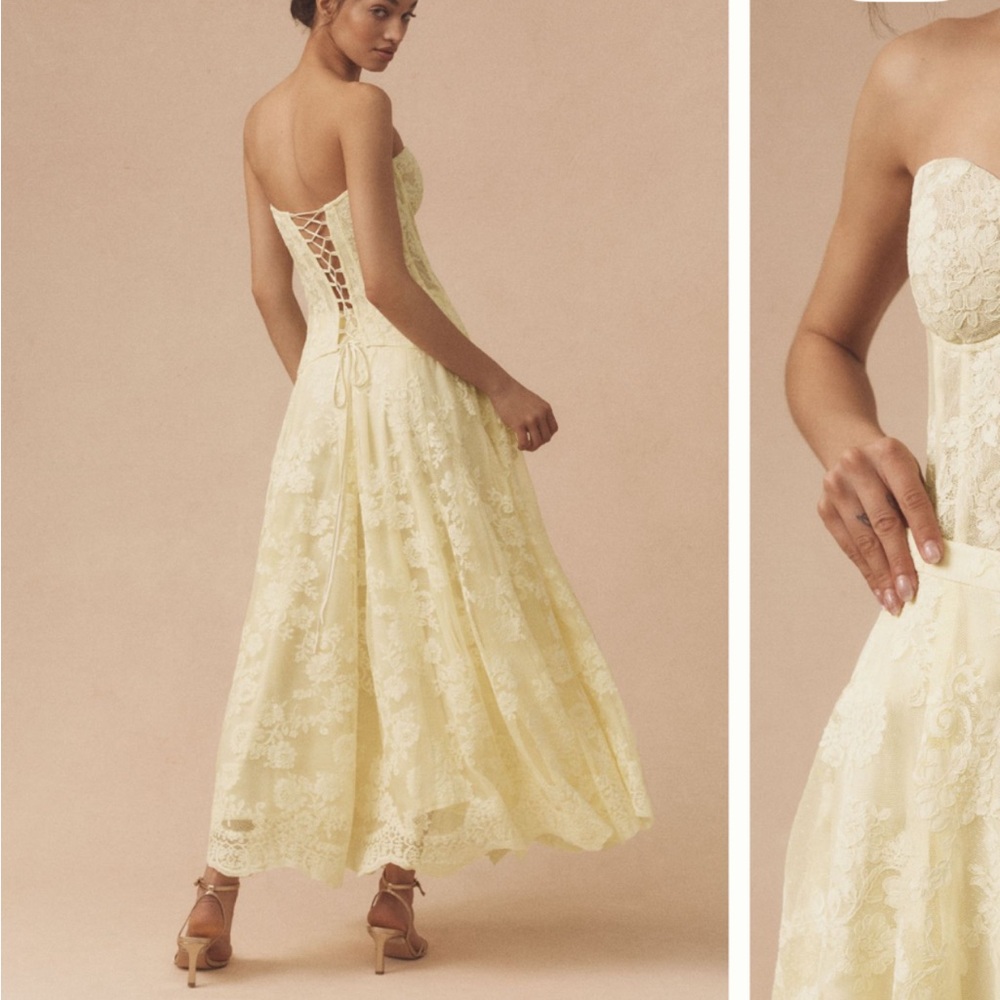 NWT V. Chapman Carolena Strapless Sweetheart A-Line Lace Midi Set - Picture 2 of 5